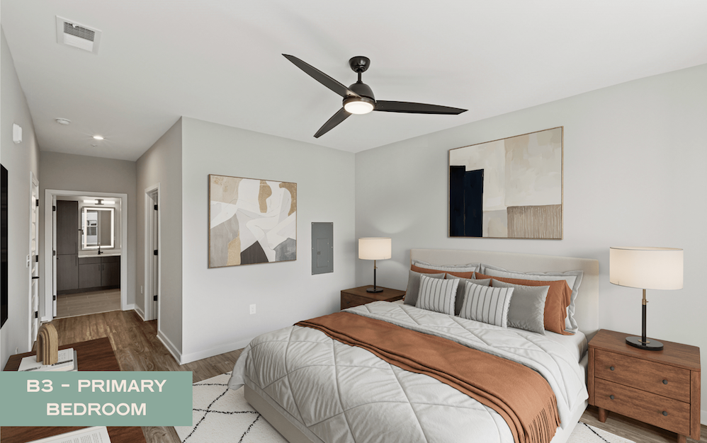 B3 - 2 bedroom floorplan layout with 2 bathrooms and 1192 square feet (Bedroom
)