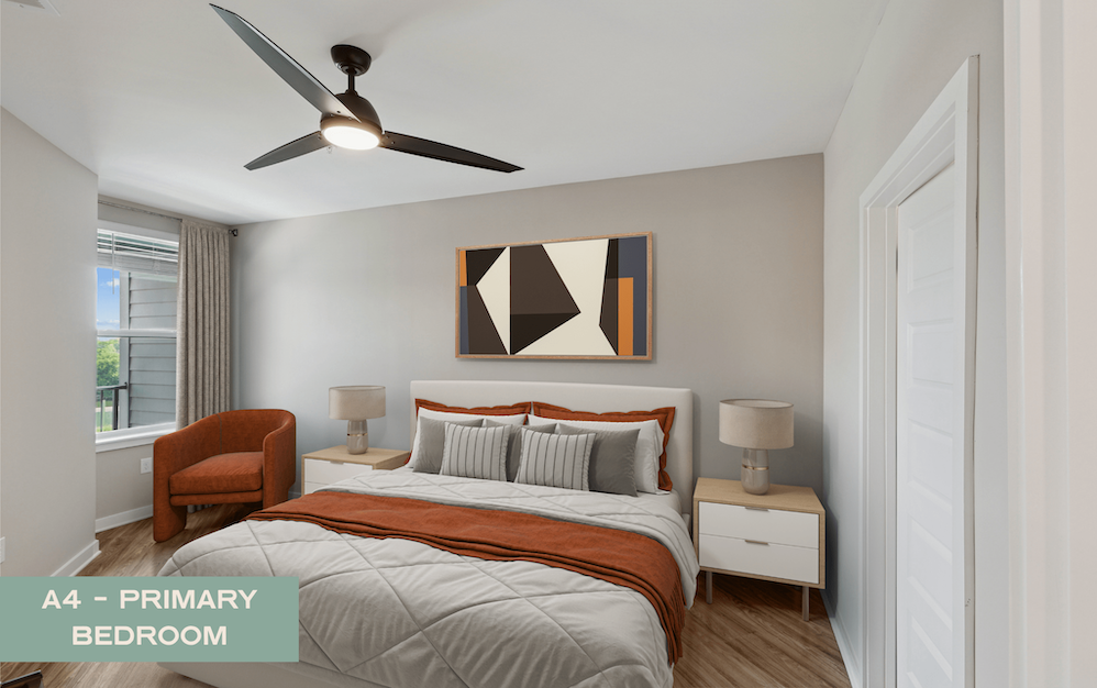 A4 - 1 bedroom floorplan layout with 1 bathroom and 771 square feet (Bedroom)